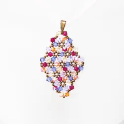 Pendant 40cm - Terence Rhombus M-Salmon Organza - Pendant 40cm - Laiton bronze